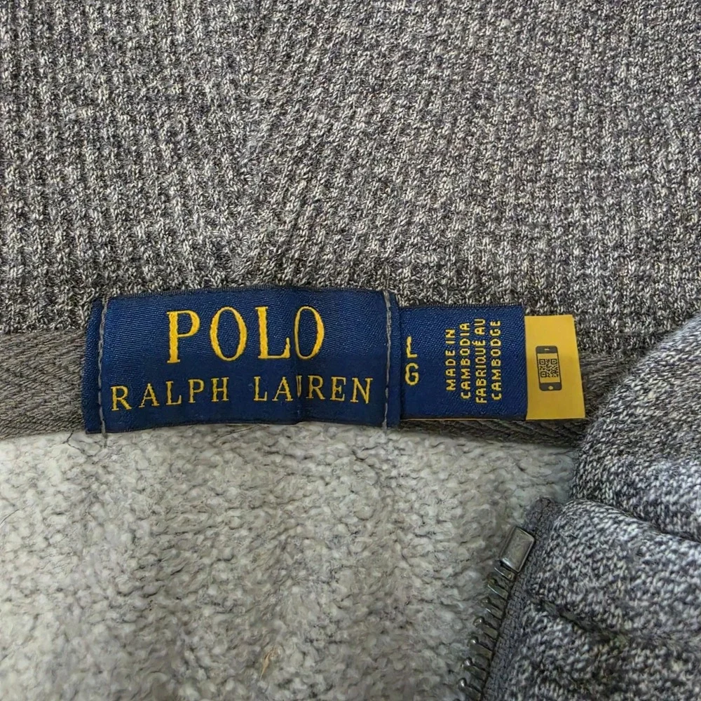 Polo Ralph Lauren Hoodie Mens M Gray Full Zip Hooded Pockets Logo Sweatshirt